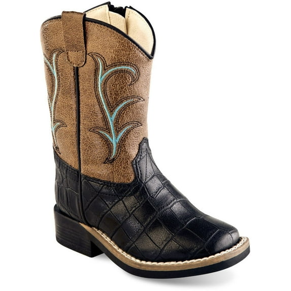 Old West Toddler's All Over Leatherette Material Broad Square Toe Boots