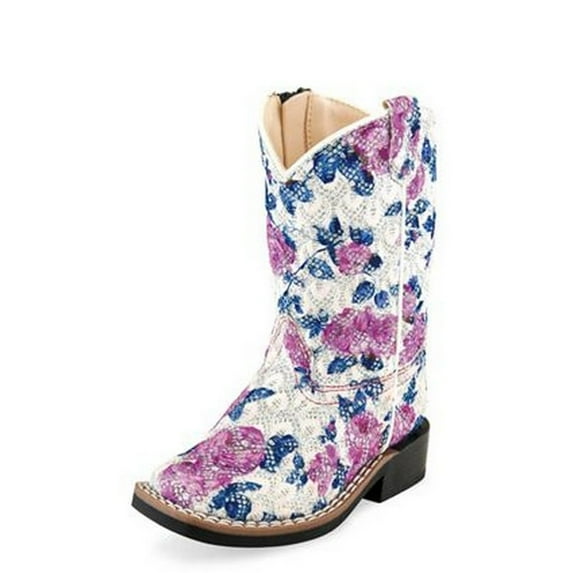 Old West Toddler's All Over Leatherette Material Broad Square Toe Boots