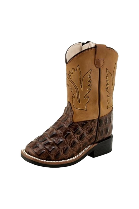 Old West Toddler's Faux Horn Back Print Boots