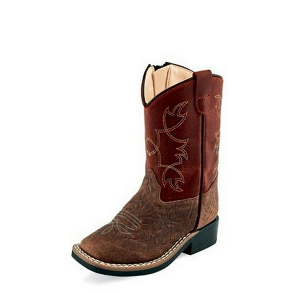 Old West Western Boots Boys Cushion Insole Leather Brown BSI1912