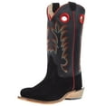 thumbnail image 1 of Old West Western Boots Boys Fancy Stitched Leather Suede Black 8203, 1 of 5