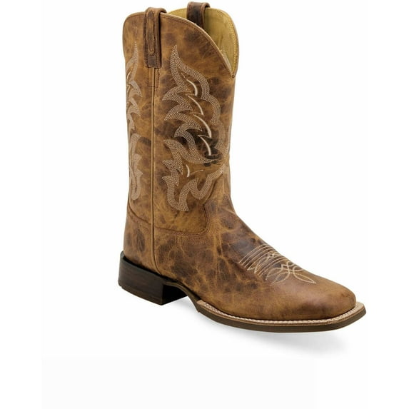 Old West Western Boots Men Medallion Cushion Leather Burnt Tan BSM1900