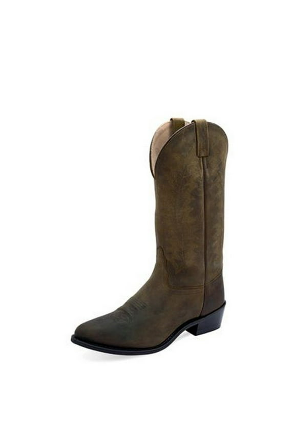 Old West Western Boots Mens Round Fancy Leather Brown OW2040