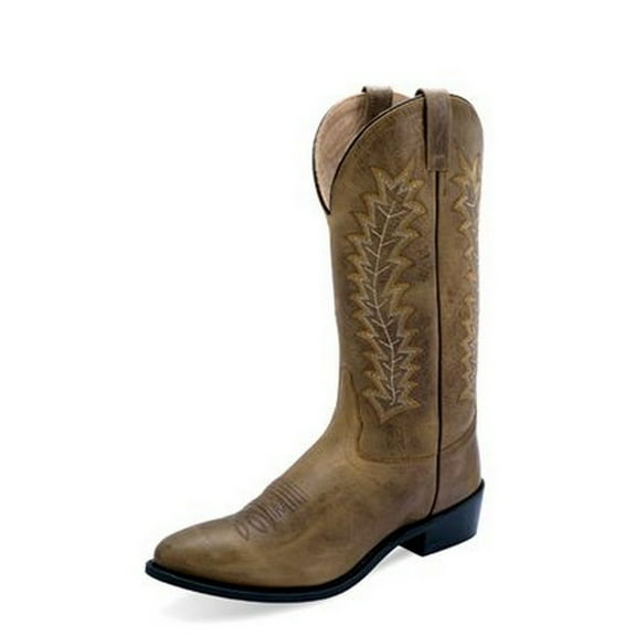 Old West Western Boots Mens Round Reinforced Leather Tan Fry OW2038