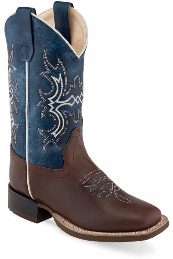 Old West Wipe Out Leather Blue Children - Boot Kids Boys - Bsc1914