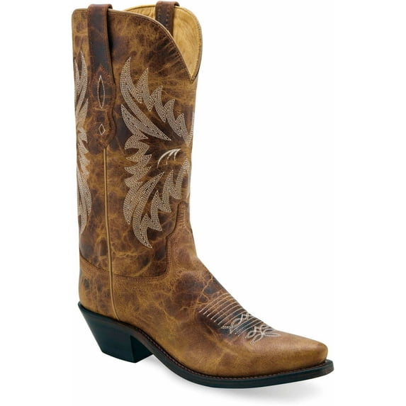 Old West Womens Fashion Wear Burnt Tan Leather Cowboy Boots 5.5 B