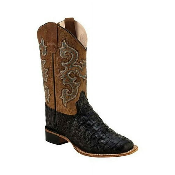 Old West Youth's Faux Horn Back Gator Print Boots