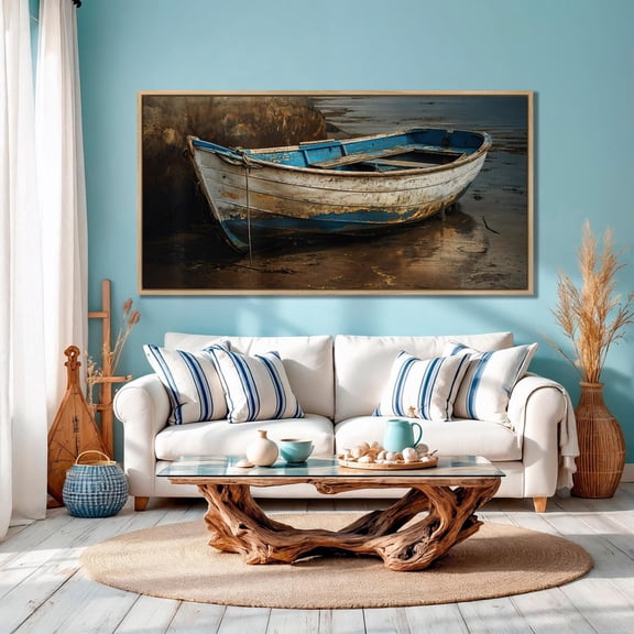 Old White Boat On The Beach Wall Art Decor Coastal Rowboat Close Up Print Nautical Art Fishing Boat Wall Art Fisherman Gift Poster Decor, Size 16x24 UNFFRAMED F03.1.8l2936