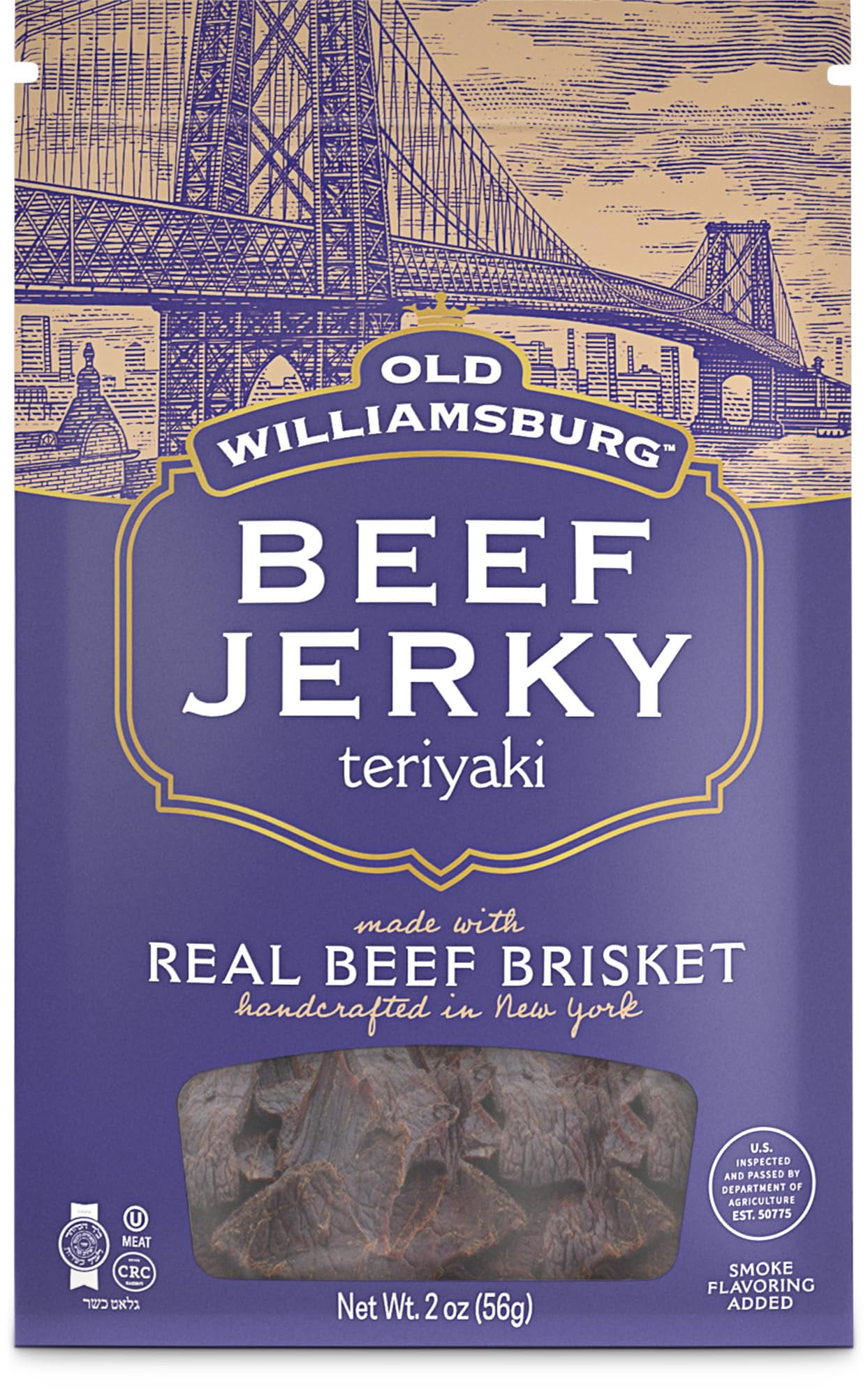 Old Williamsburg Teriyaki Beef HHA1 Jerky, 2oz Real Beef Brisket