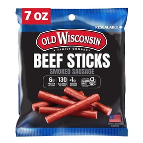Old Wisconsin Beef Snack Sticks, 7 oz, Fully cooked and Smoked Snack Sticks