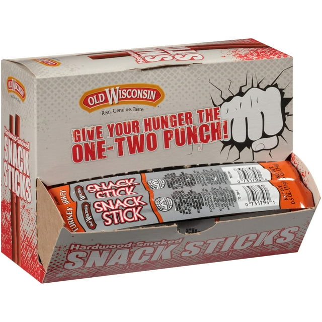 Old Wisconsin Turkey Sausage AIF4 Snack Sticks, Naturally Smoked, Ready