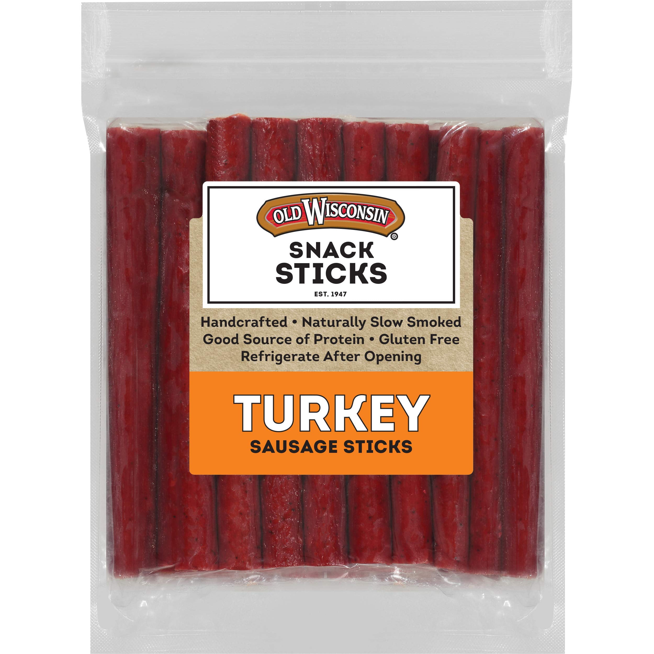 Old Wisconsin Turkey Sausage GP27&nbsp;Snack Sticks, Naturally Smoked, Ready to Eat, High Protein, Low Carb, Keto, Gluten Free, 28 Ounce Resealable Package