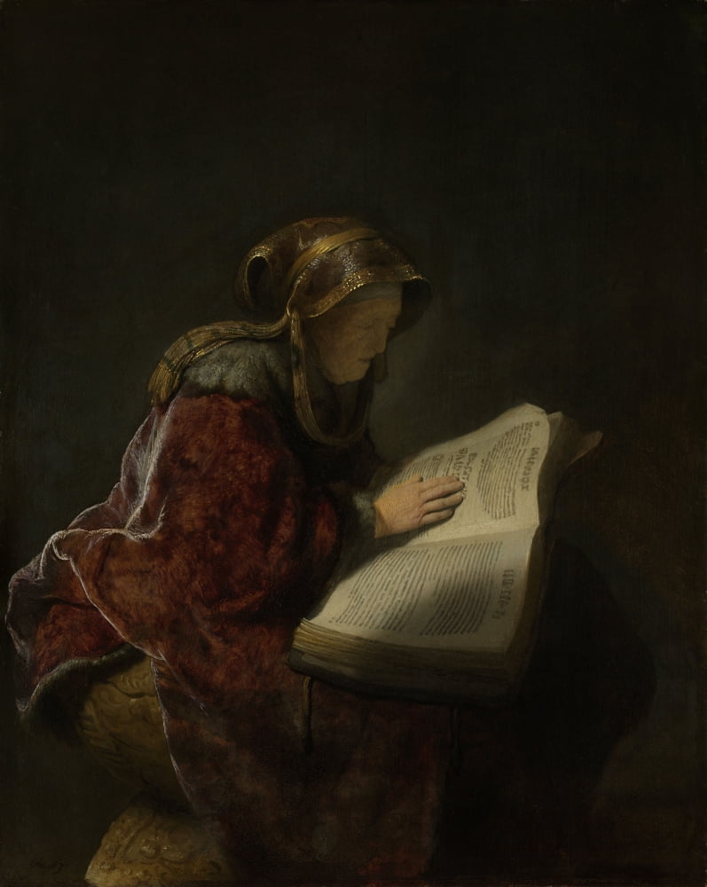 Old Woman Reading Canvas Art - (24 x 36)
