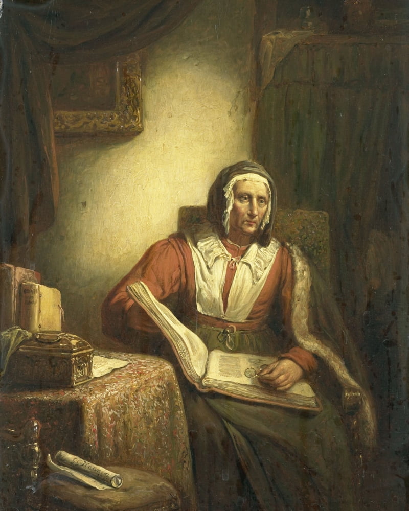 Old Woman Reading Canvas Art - (24 x 36)