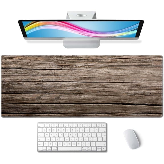 Old Wood Desk Mat Mouse Pad XL Extended Large Gaming Desk Pad Mousepad, Wood Computer Laptop Keyboard and Mouse Mat, Desktop Protector Mat for Women Men Office 31.5x11.8 in