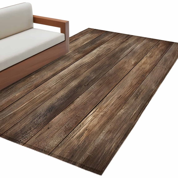 Old Wooden Board Area Rugs Collection 4'x6', Country Farmhouse Wooden Planks Brown Non Slip Indoor Rectangle Throw Runner Rug Floor Mat Carpet for Living Room Dining Table Bedroom Nursery