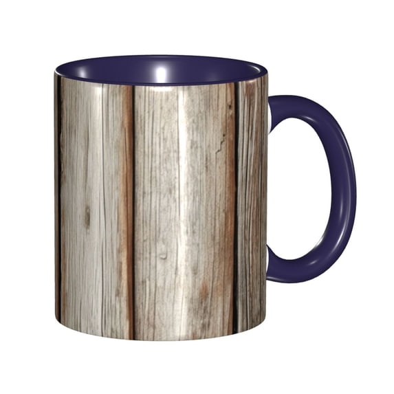 Old Wooden Board Vintage Coffee Mug Fun Custom Ceramic Mugs 11oz Navy Blue