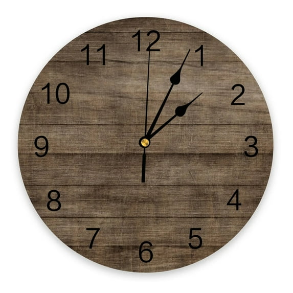 Old Wooden Board Wall Brown Wall Clocks Silent Home Cafe Office Wall Decor Clocks for Kitchen Wall Art Large Wall Clocks 25cm(10 Inch)