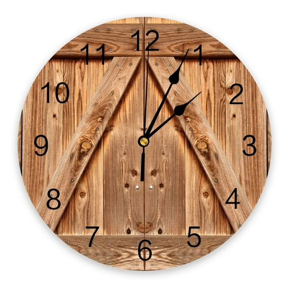 Old Wooden Board Wall Brown Wall Clocks Silent Home Cafe Office Wall Decor Clocks for Kitchen Wall Art Large Wall Clocks 25cm(10 Inch)