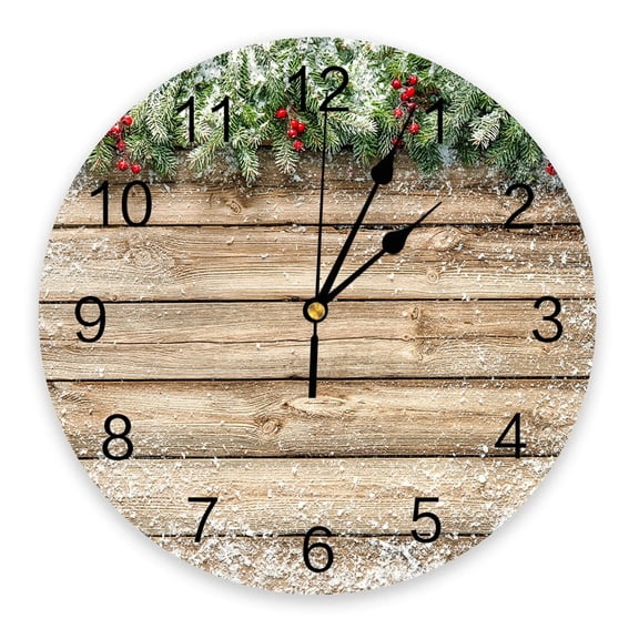 Old Wooden Board Wall Brown Wall Clocks Silent Home Cafe Office Wall Decor Clocks for Kitchen Wall Art Large Wall Clocks 25cm（14 Inch）