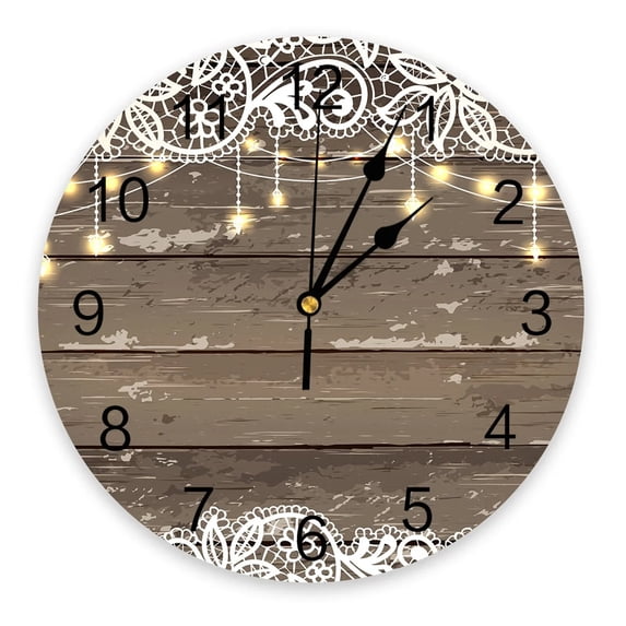 Old Wooden Board Wall Brown Wall Clocks Silent Home Cafe Office Wall Decor Clocks for Kitchen Wall Art Large Wall Clocks 25cm(14 Inch)