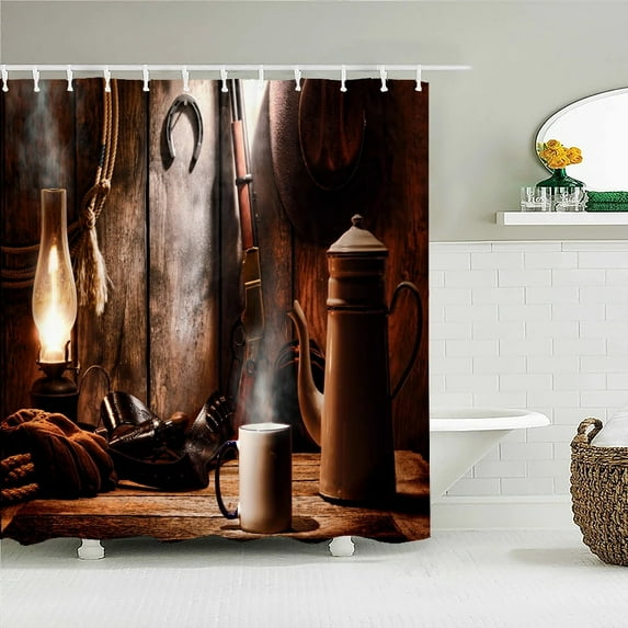 Old Wooden Door Bathroom Curtains Shower Curtain 3d Printing Waterproof With Hook Bathtub Screen Washable Polyester Cloth