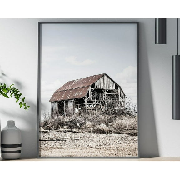 Old Wooden Farm House Poster, Poster, Poster Print, Wall Decor, Farmhouse, Nature, Minimalist Design, Contemporary Art, Rustic Wall Art, Modern Wall Decor, 8x12 UNFRAMED