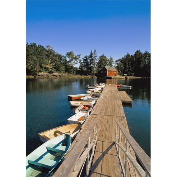Old Wooden Pier & Boats In Harbor Poster Print, 26 x 36 - Large