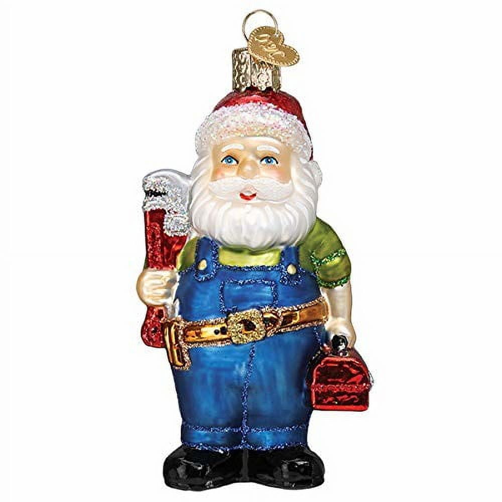 Old World Christmas Handyman Santa Glass Ornament Santa Tool Box