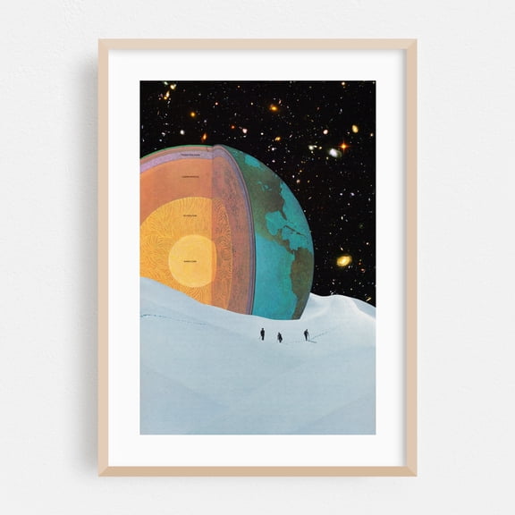 Old World - Alaska Collage Surrealism Space Winter Fantasy Snow Oak Framed Wall Art Print 5 x 7 inches