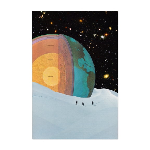 Old World - Alaska Collage Surrealism Space Winter Fantasy Snow Unframed Wall Art Print 4 x 6 inches