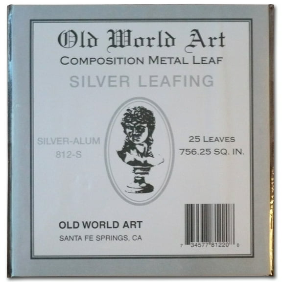 Old World Art Metallic Leafing Sheet, 5.5" x 5.5", Composition Silver/Aluminum