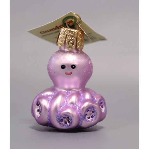 Old World Christmas 2.00In Mini Octopus, Glass, Shy Animal Camouflage 85261