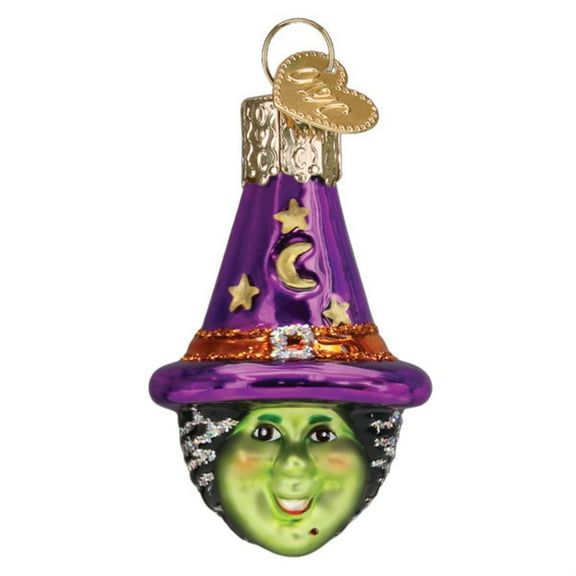 Old World Christmas 2.00In Mini Witch Head, Glass, Popular Halloween Figure 86760