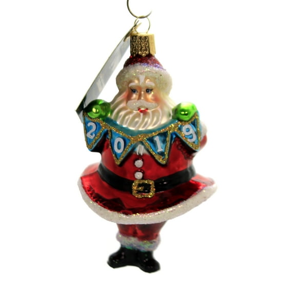 Old World Christmas 2019 Jolly Santa Glass Dated 40304