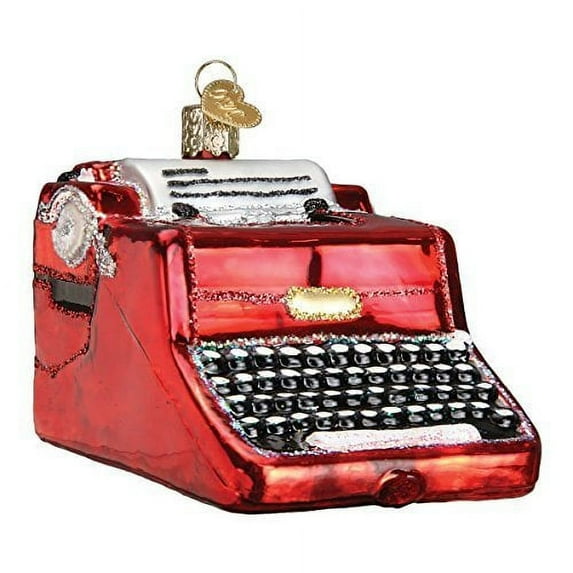 Old World Christmas Red Manual Typewriter Retro Look Holiday Ornament Glass