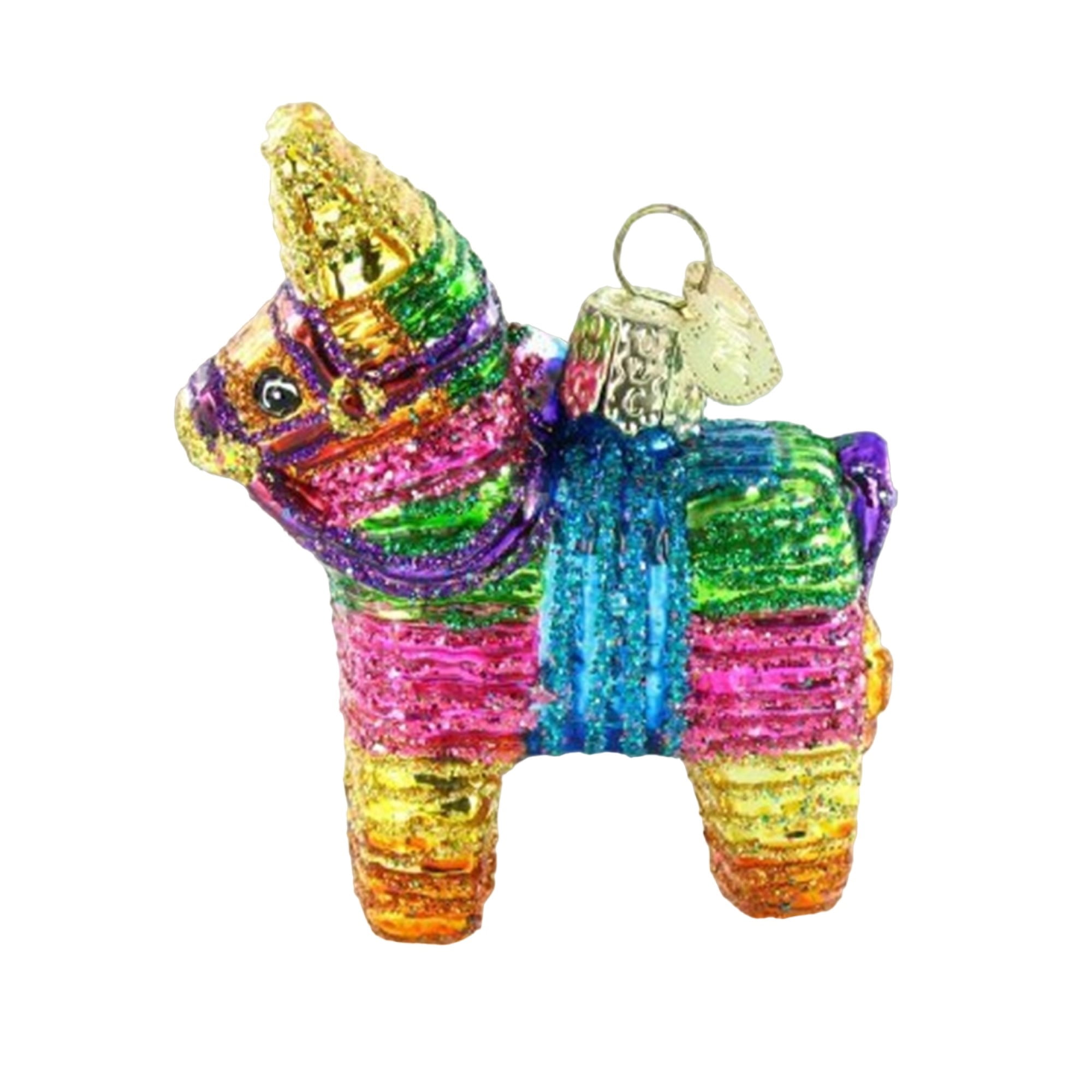 Colorful Hand-Painted Glass Pinata Christmas Ornament