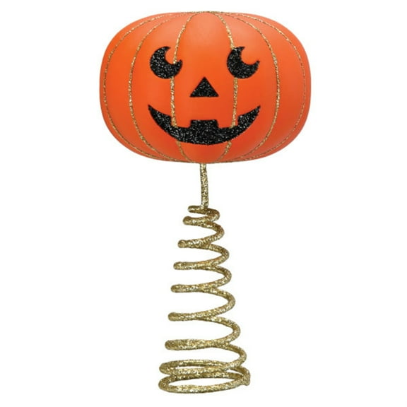 Old World Christmas 5.25In Mini Pumpkin Head Tree Topper, Plastic, Jack-O-Lantern Halloween 89845