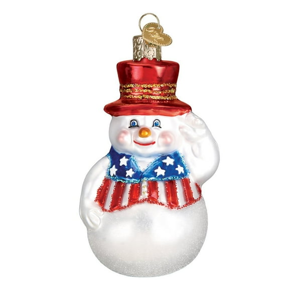 Old World Christmas Assortment Glass Blown Ornaments for Christmas Tree, Patriotic Snowman