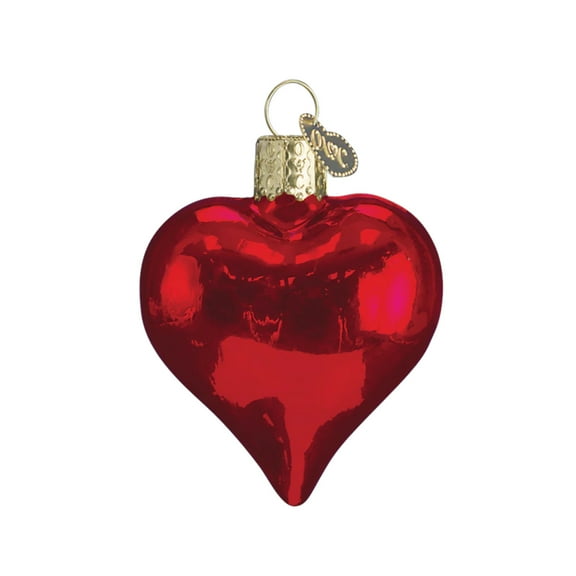 Old World Christmas Assortment Glass Blown Ornaments for Christmas Tree Shiny Red Heart