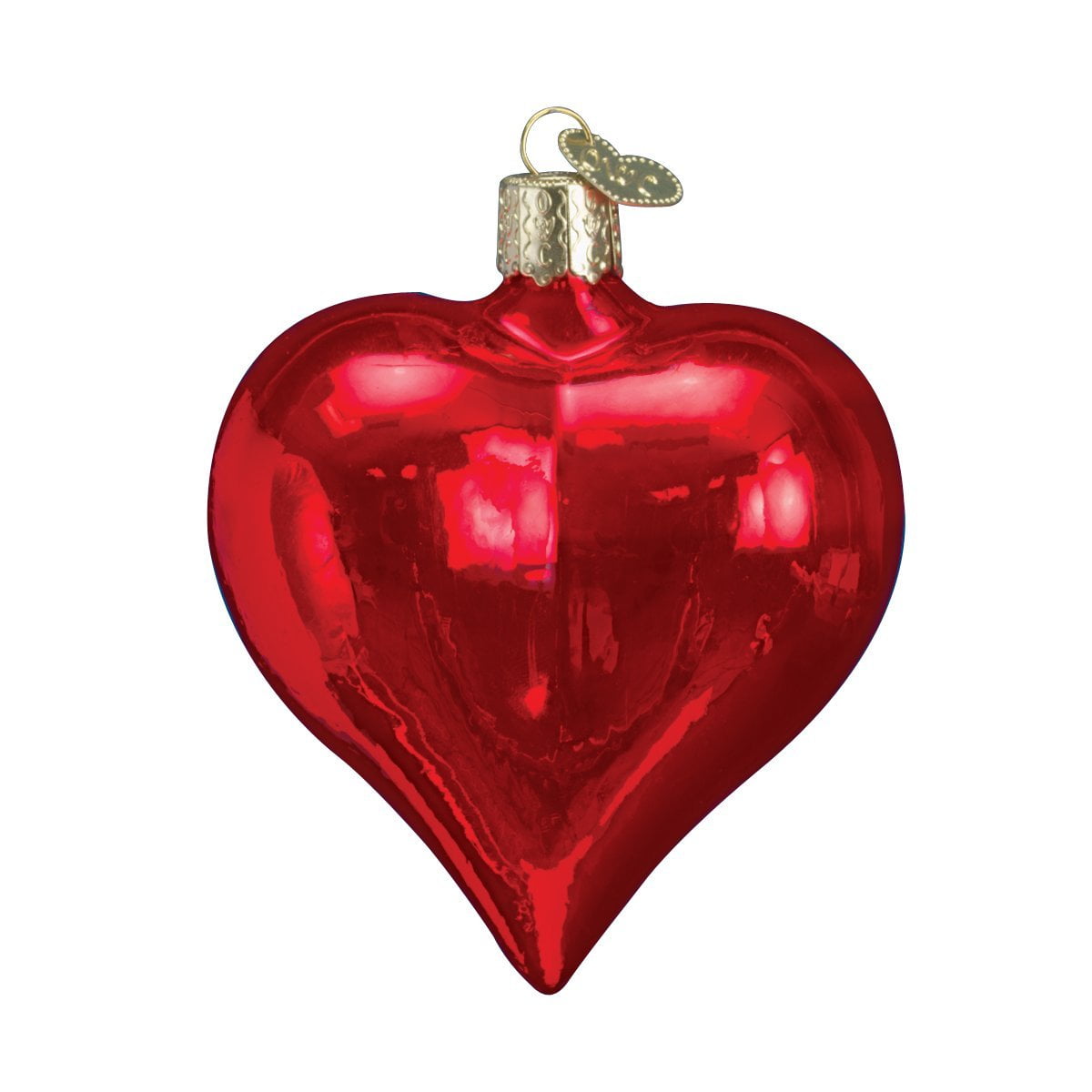 Shiny Red Heart Glass Blown Ornament Large 3.25", Christmas Tree ...