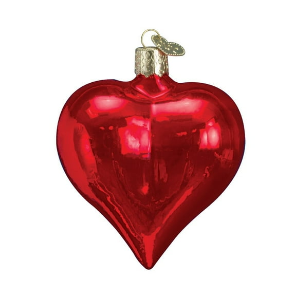 Old World Christmas Assortment of Hearts Glass Blown Ornaments for Christmas Tree Large Shiny Red