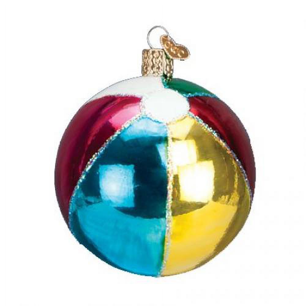 Old World Christmas - Beach Ball Ornament - Hand Painted Blown Glass - For  Fake and Real Trees