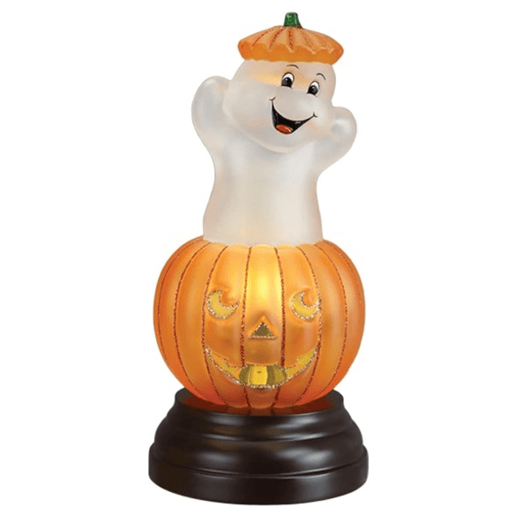 Old World Christmas Ghost Pumpkin Light Glass Jack O Lantern Ghost 52502