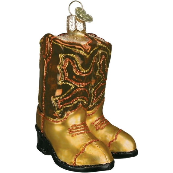 Old World Christmas Blown Glass Ornament for Christmas Tree, Pair of Cowboy Boots