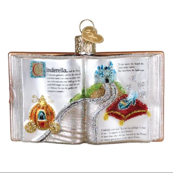 Old World Christmas Blown Glass Ornament for Christmas Tree, Cinderella Book