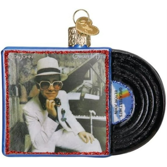 Old World Christmas Blown Glass Ornament for Christmas Tree, Elton John Greatest Hits Album