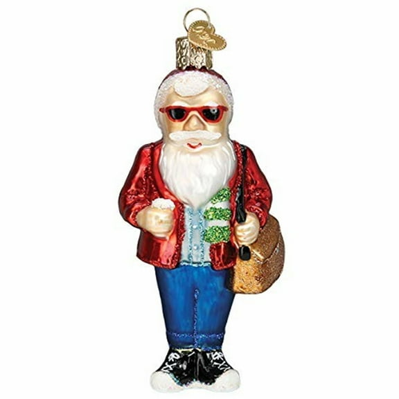 Old World Christmas Blown Glass Ornament for Christmas Tree, Hipster Santa