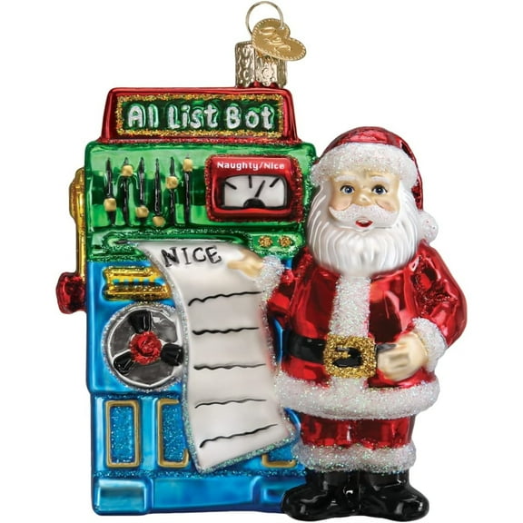 Old World Christmas Blown Glass Ornament for Christmas Tree, Santa's AI List Bot
