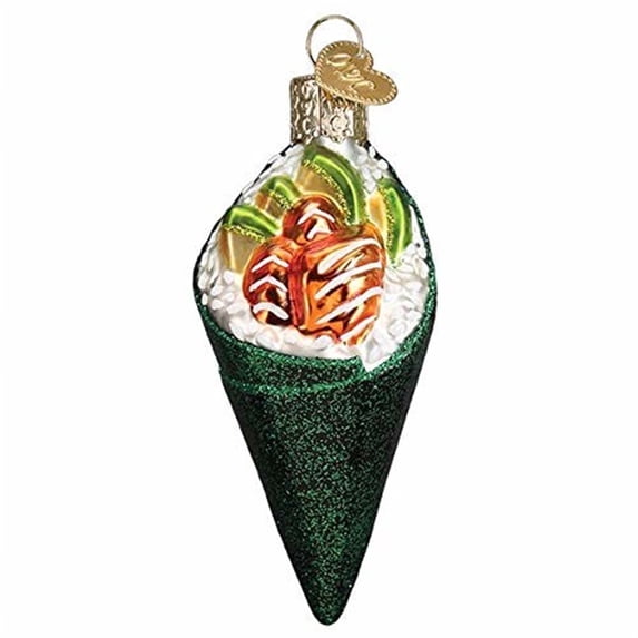 Green Wrapped Sushi Hand Roll 1.5 x 1.5 x 3.75 Glass Decorative Hanging Holiday Tree Ornament
